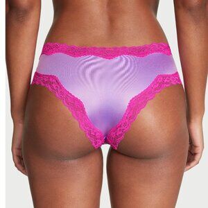 Victoria's Secret TEASE Satin and Lace Purple Size L Cheeky Panty